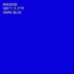 #0B00DB - Dark Blue Color Image